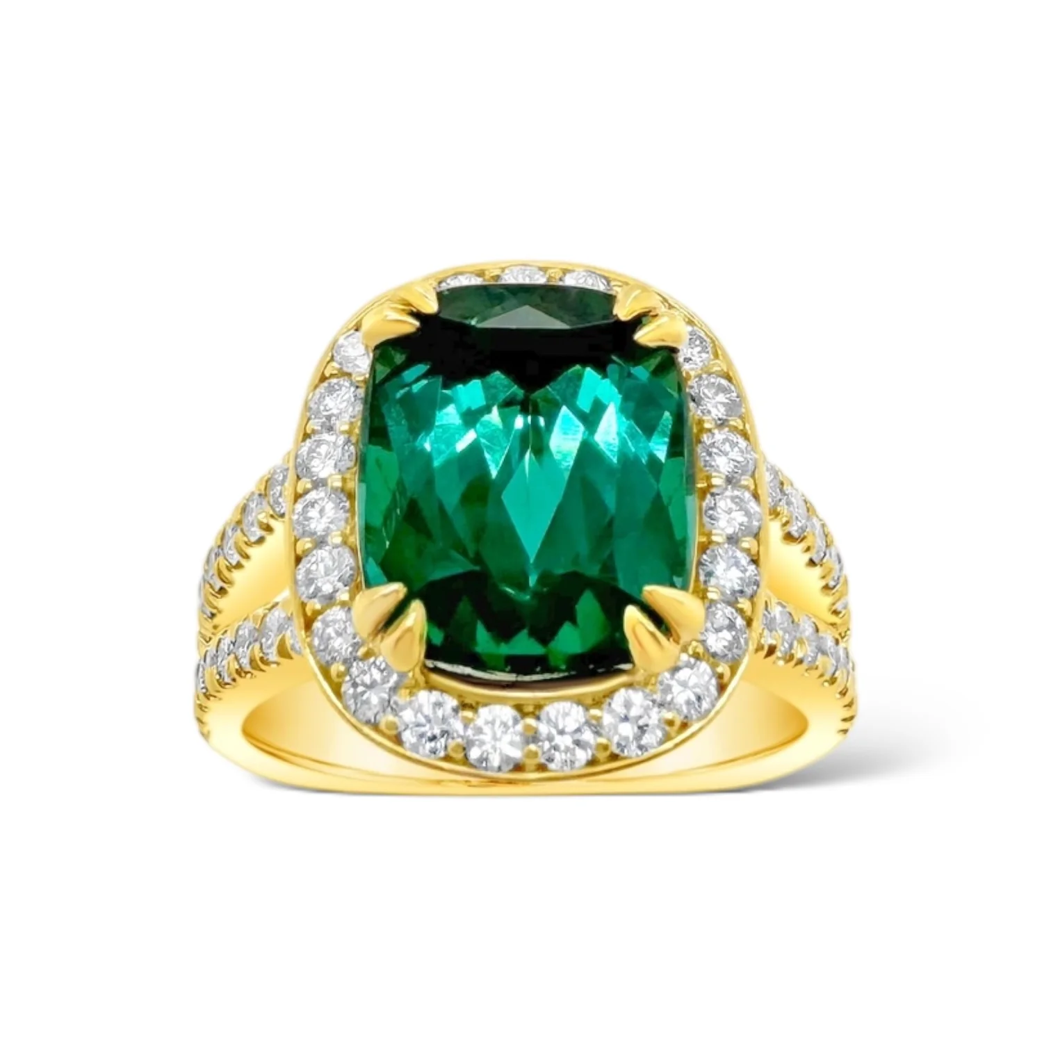 Blue-Green "Lagoon" Tourmaline & Diamond Ring - Image 3