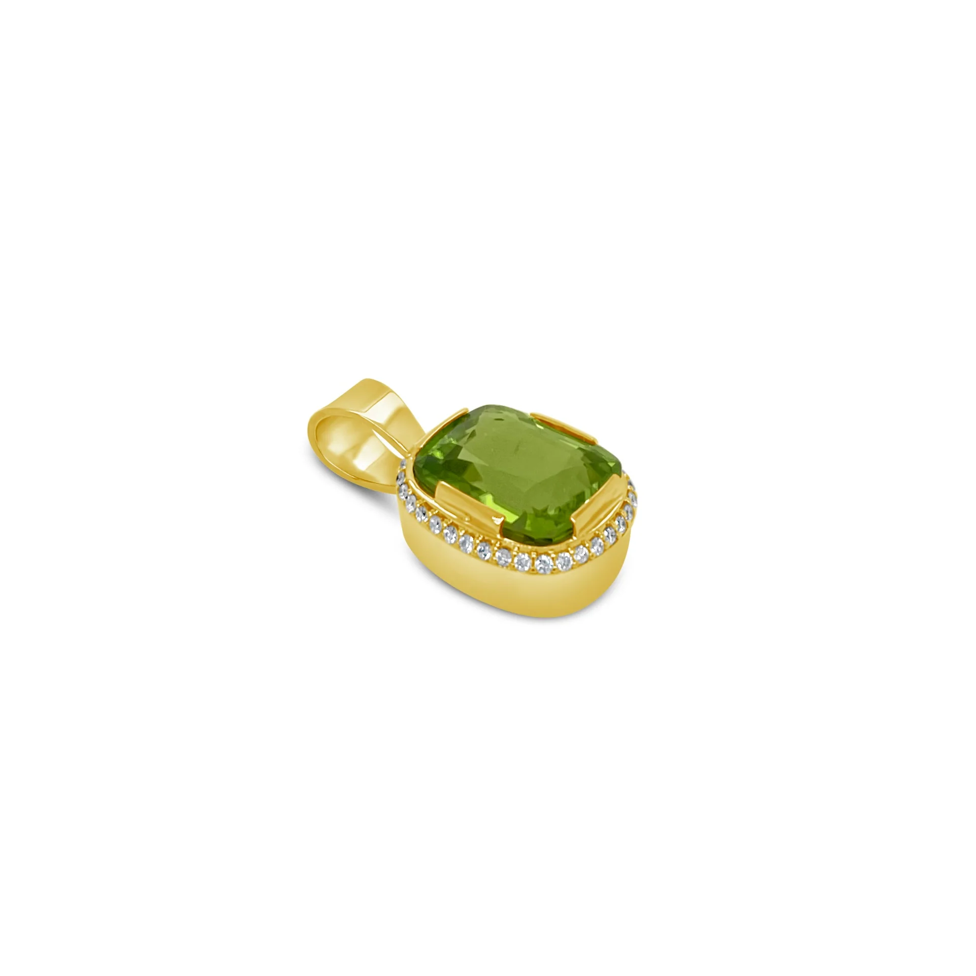 Cushion-cut Peridot + Diamond Pendant - Image 3
