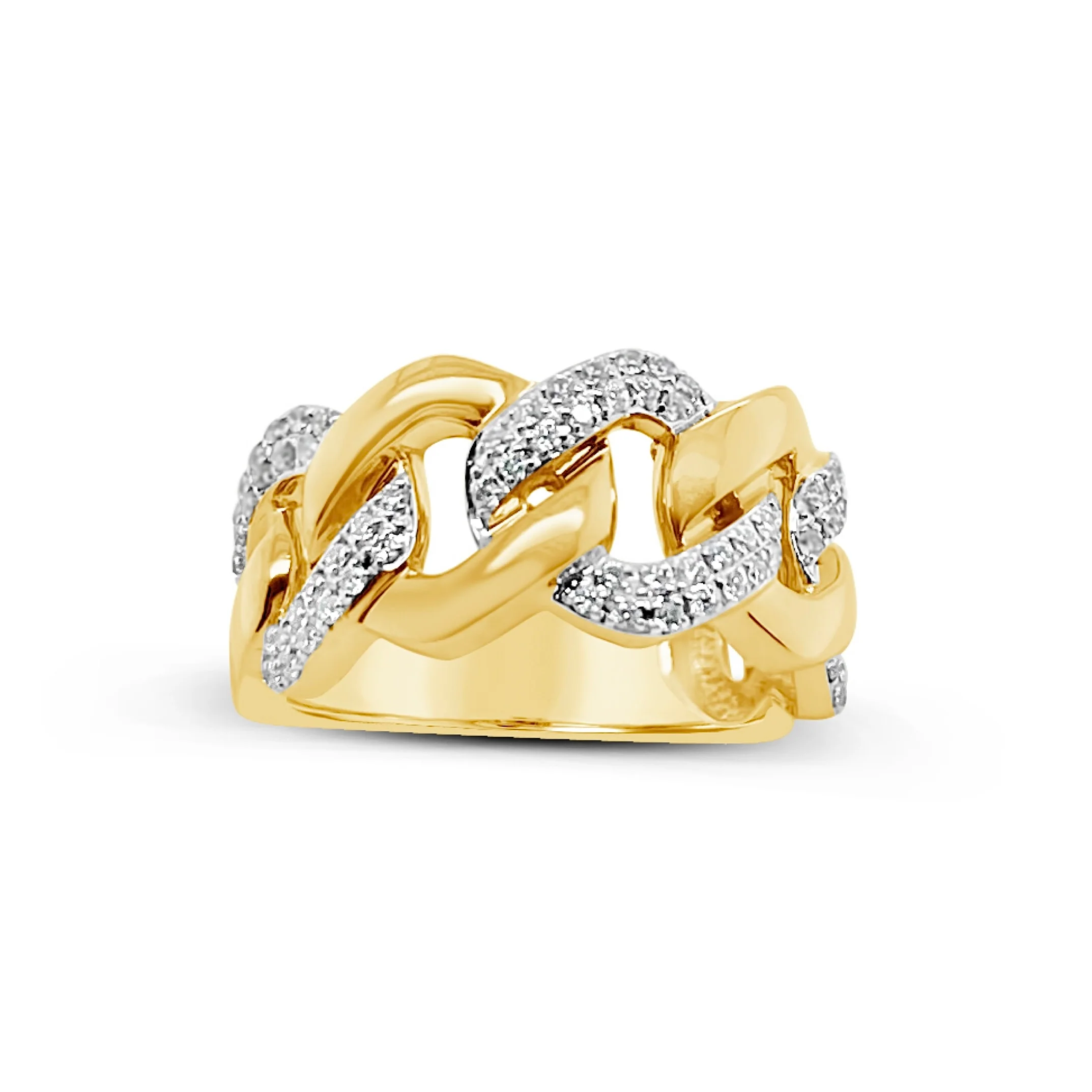 Diamond & Gold Curb Link Ring - Image 3