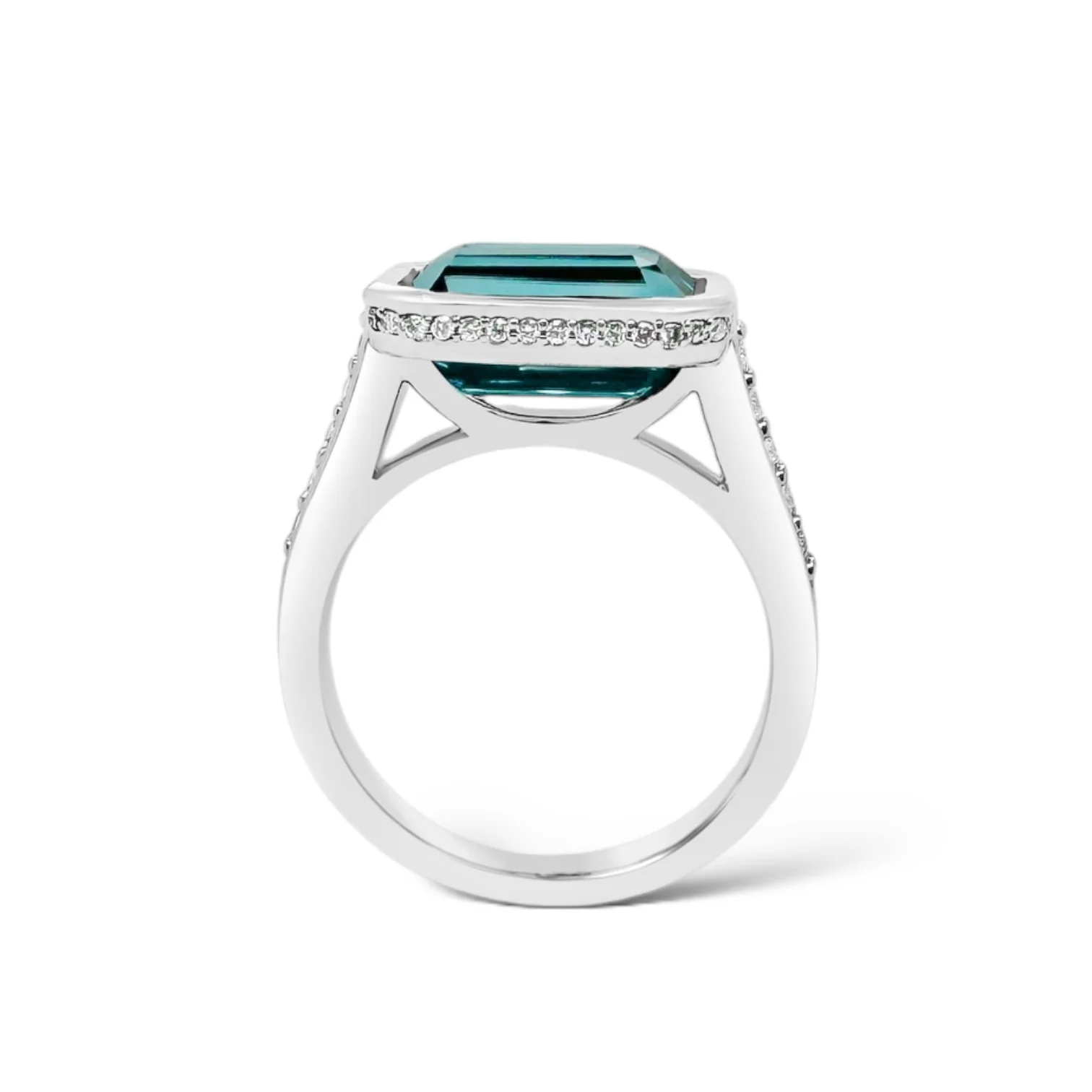 East-West Blue Zircon & Diamond Ring - Image 3