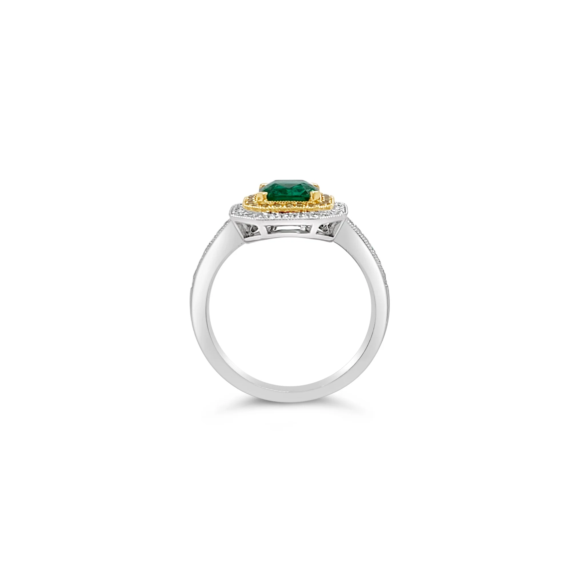 Emerald & Diamond Double Halo Ring - Image 4