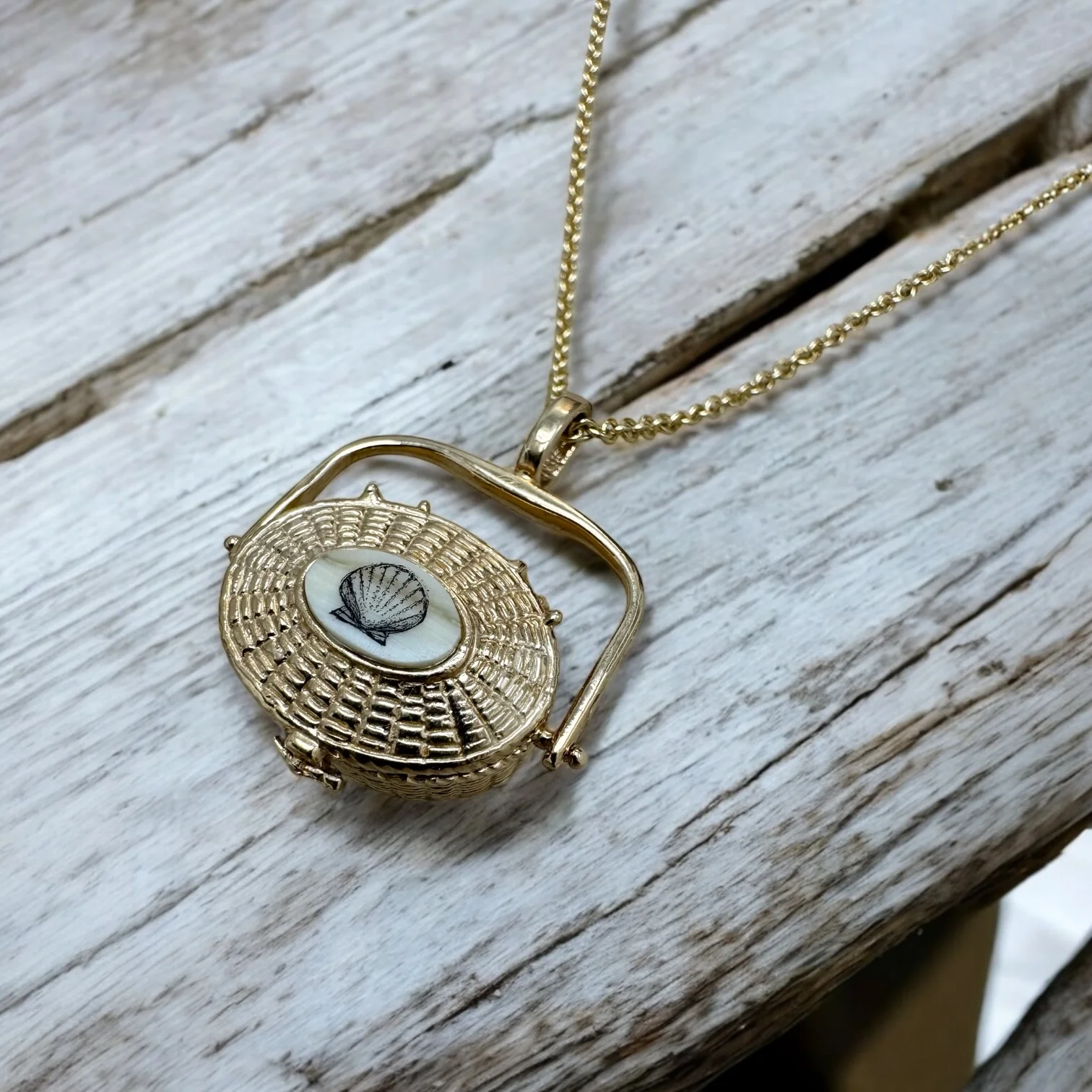 Nantucket Basket Pendant with Scrimshaw - Image 5