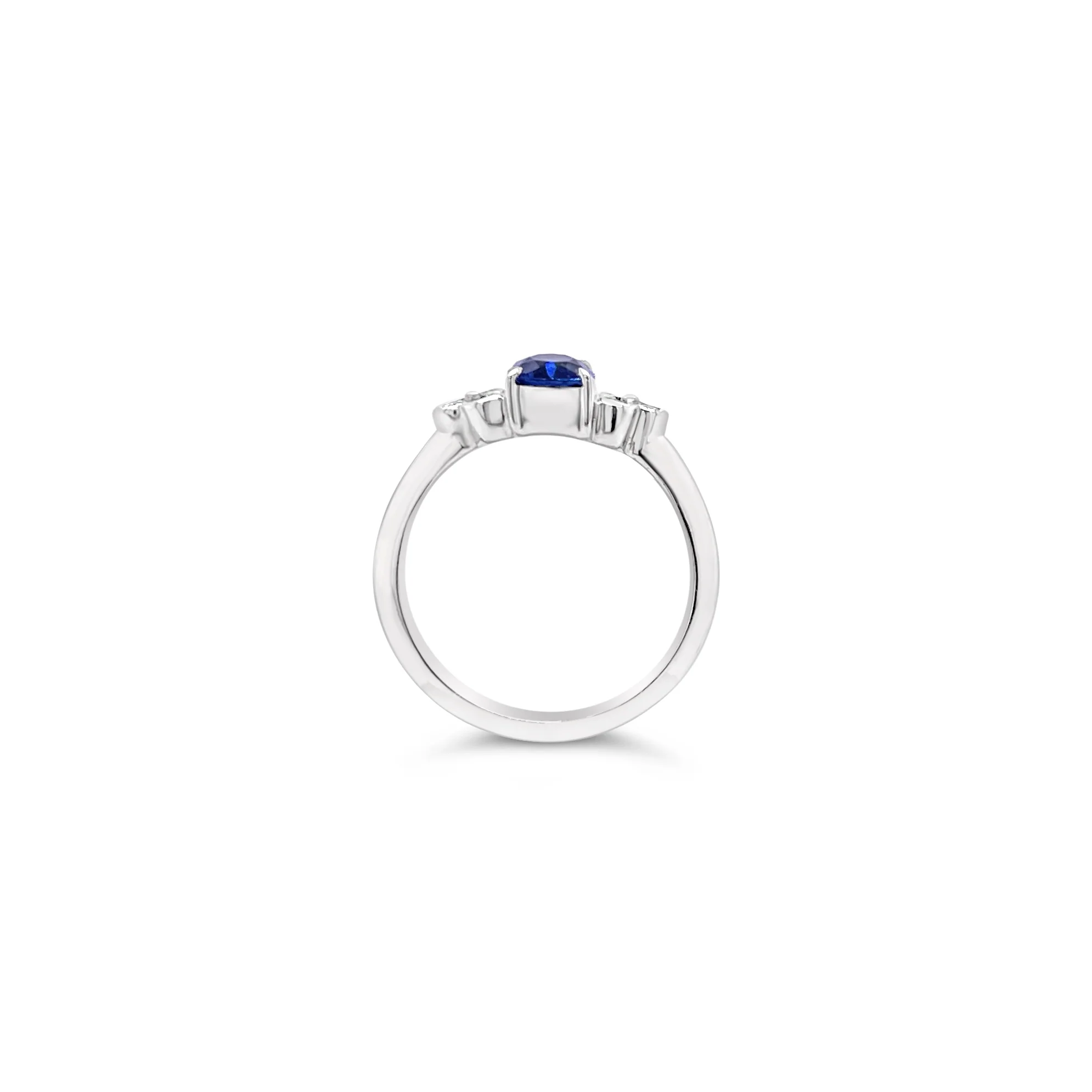 Petite Blue Sapphire & Diamond Ring - Image 3