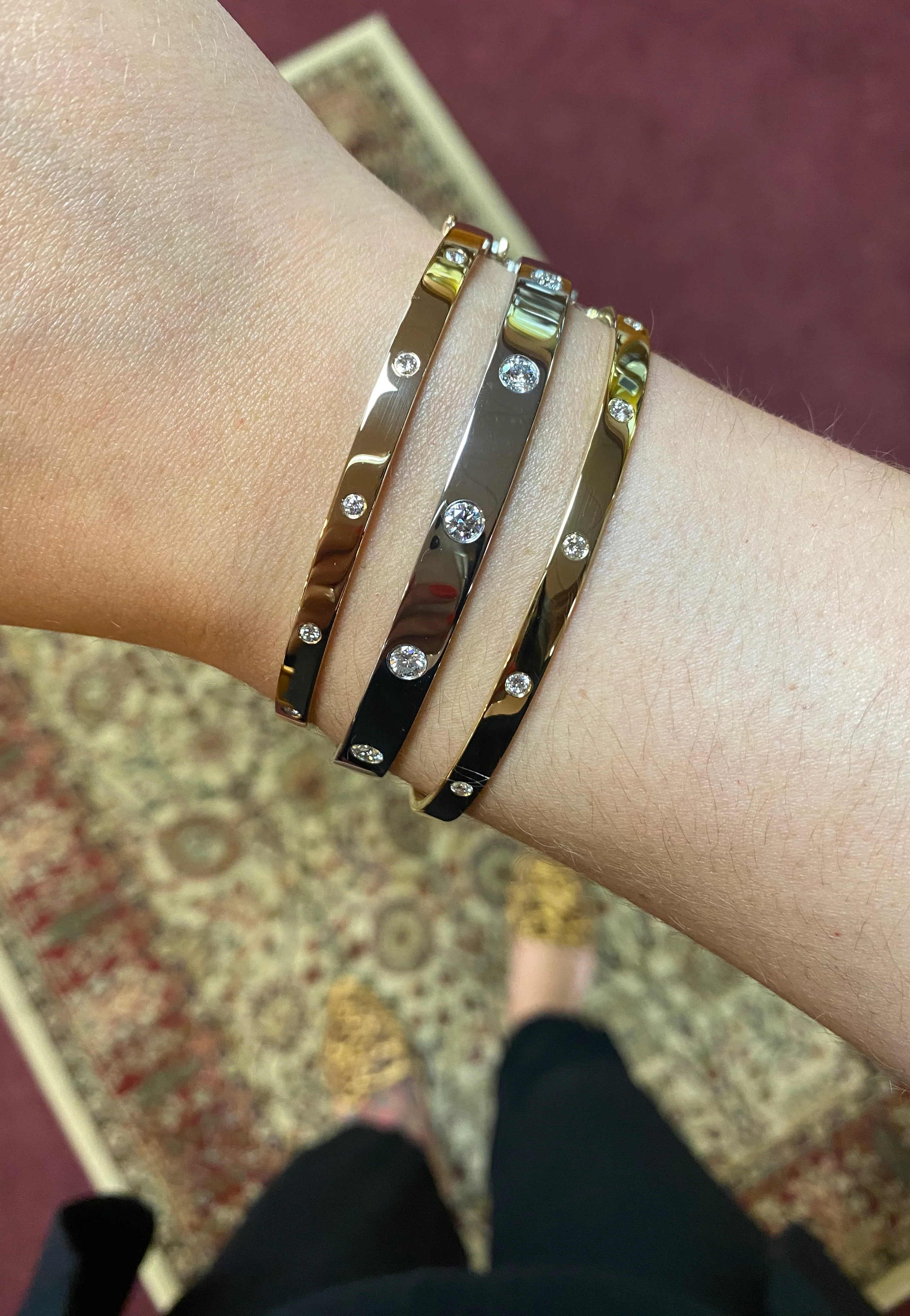 Narrow Diamond Bangle Bracelet - Image 3