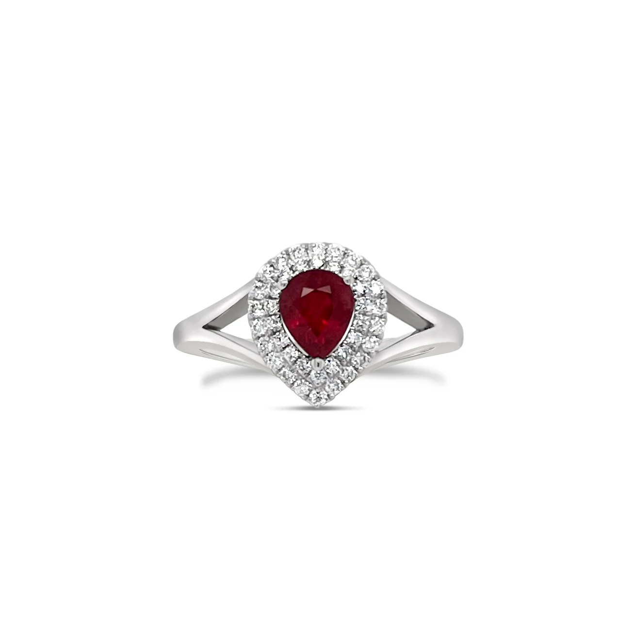Ruby & Diamond Halo Split-Shank Ring - Image 3