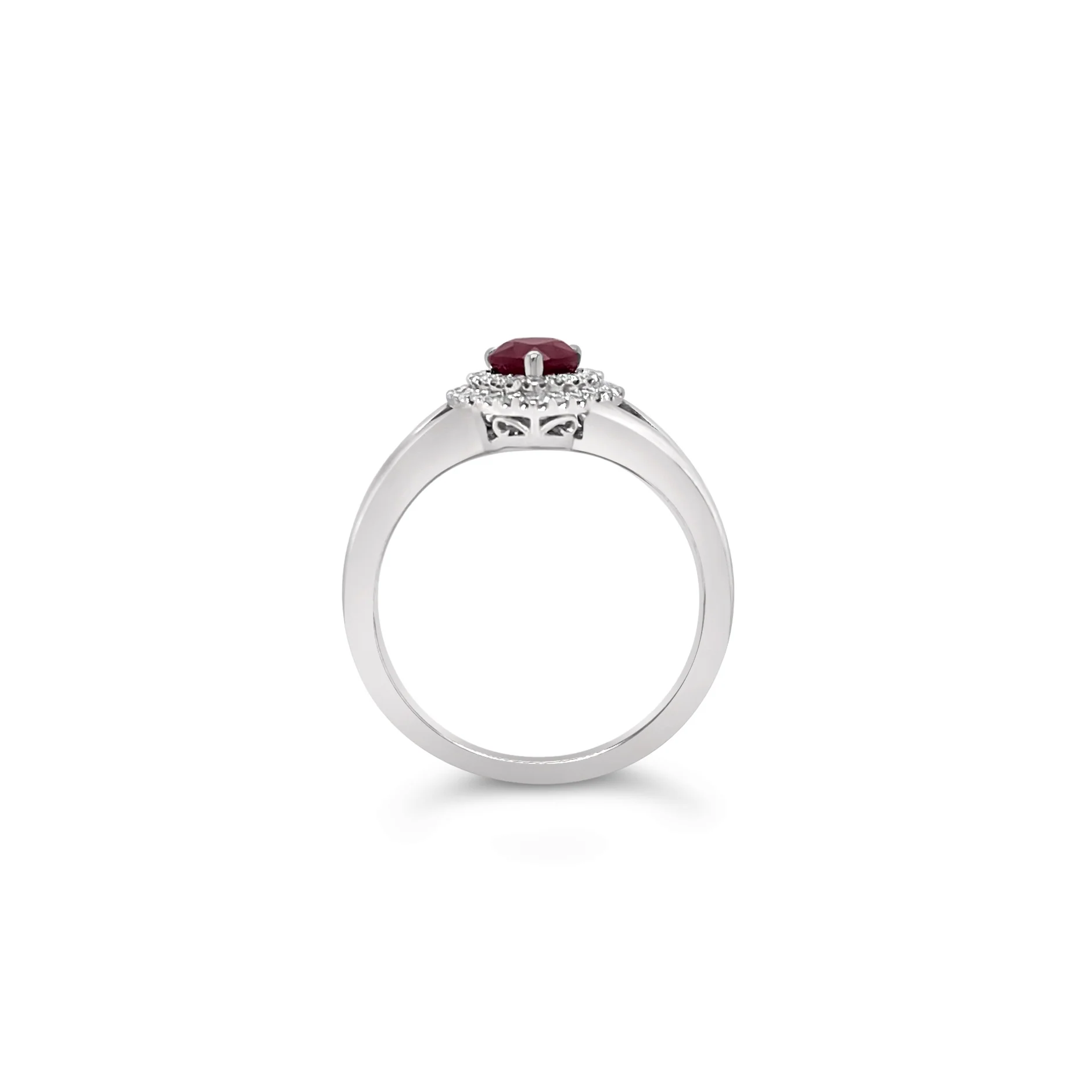 Ruby & Diamond Halo Split-Shank Ring - Image 4