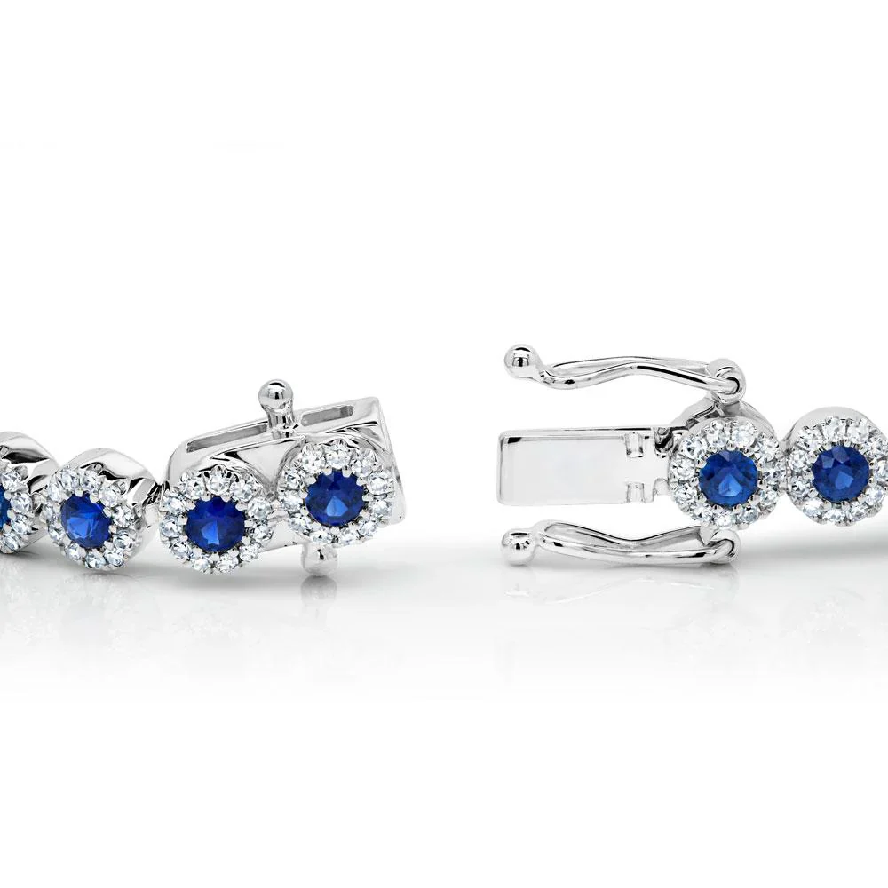Sapphire & Diamond Halo Line Bracelet - Image 3
