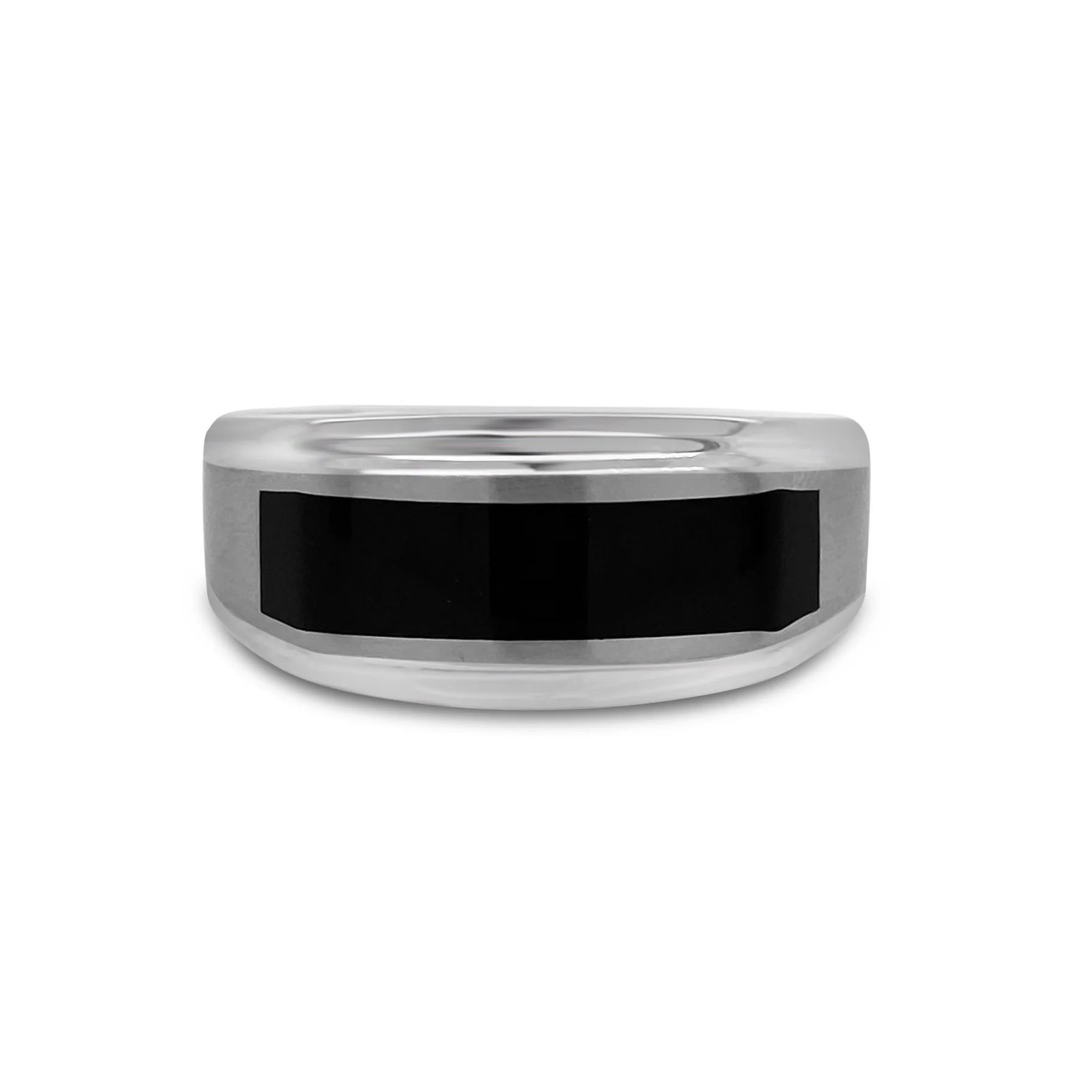 Stainless Steel & Black Enamel Ring - Image 3