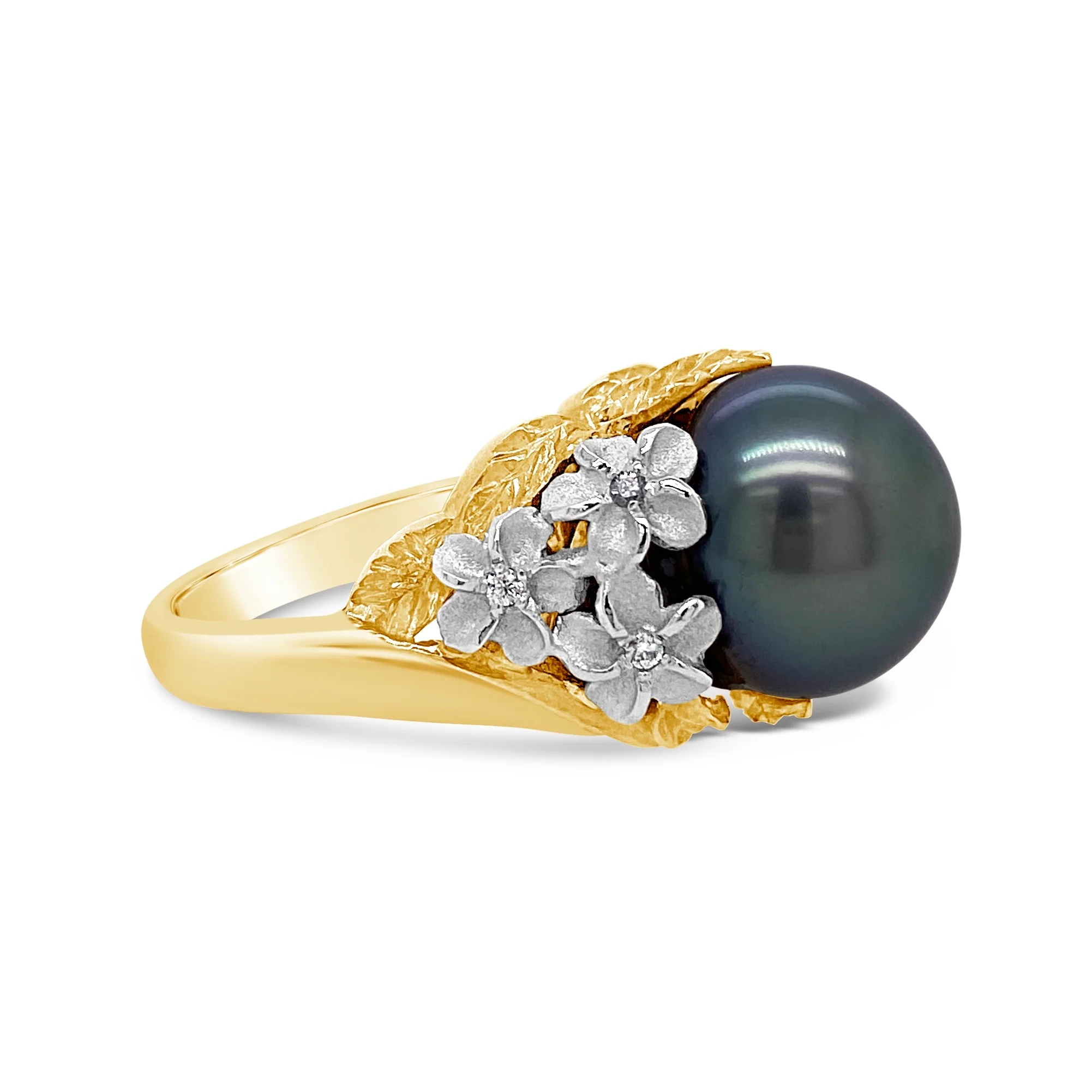 Tahitian Pearl & Plumeria Ring - Image 3