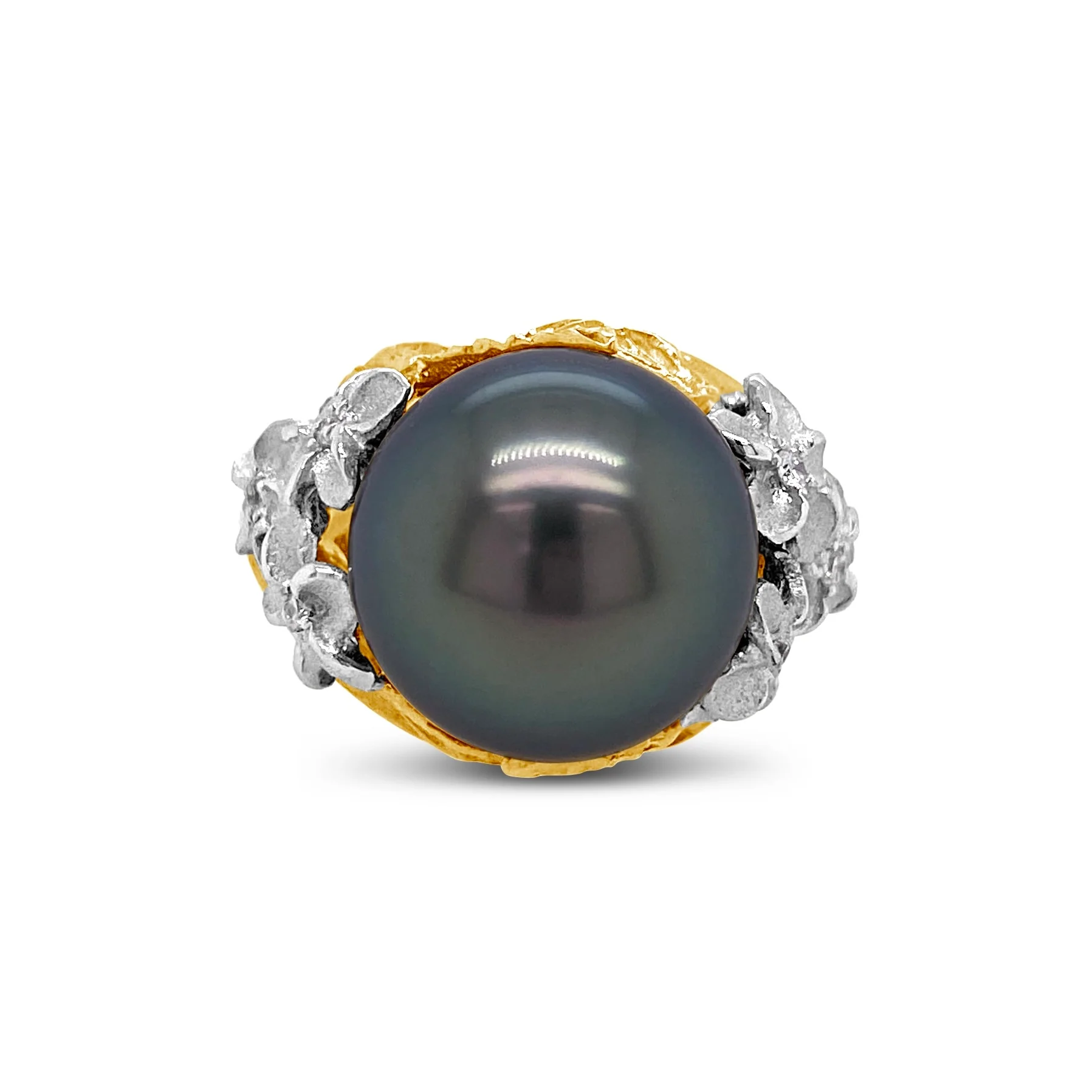 Tahitian Pearl & Plumeria Ring - Image 4